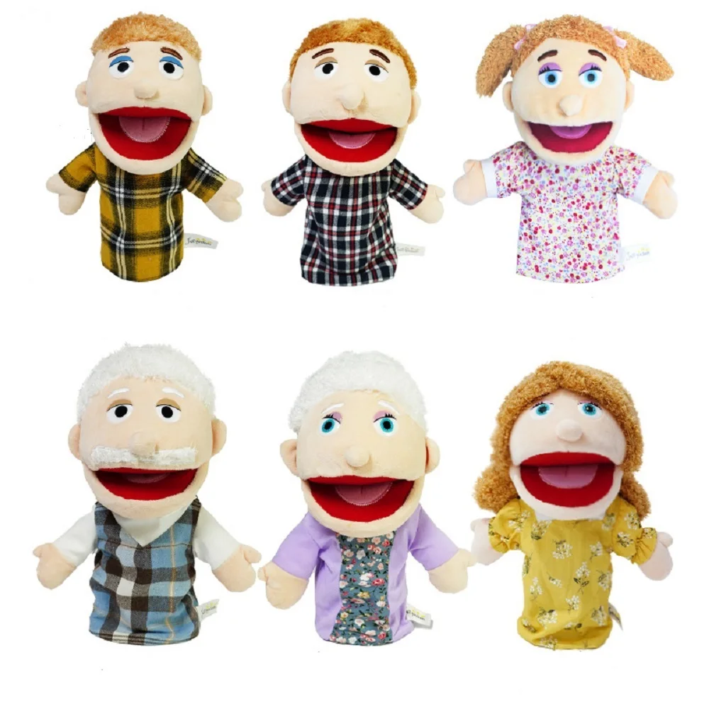 25cm famille doux peluche poupée papa maman frère soeur Cospaly peluche poupée éducatif bébé jouets Kawaii main doigt marionnette