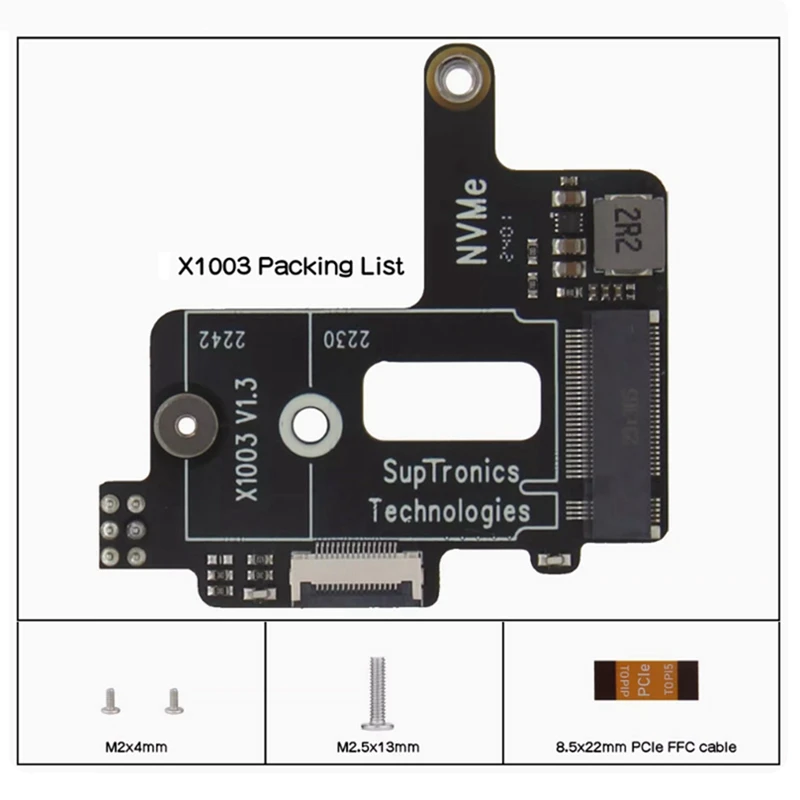 X1003 PCIE Expansion Board For Raspberry Pi 5 Pcie To M.2 Nvme SSD Expansion Board For 2242 2230 NVME SSD