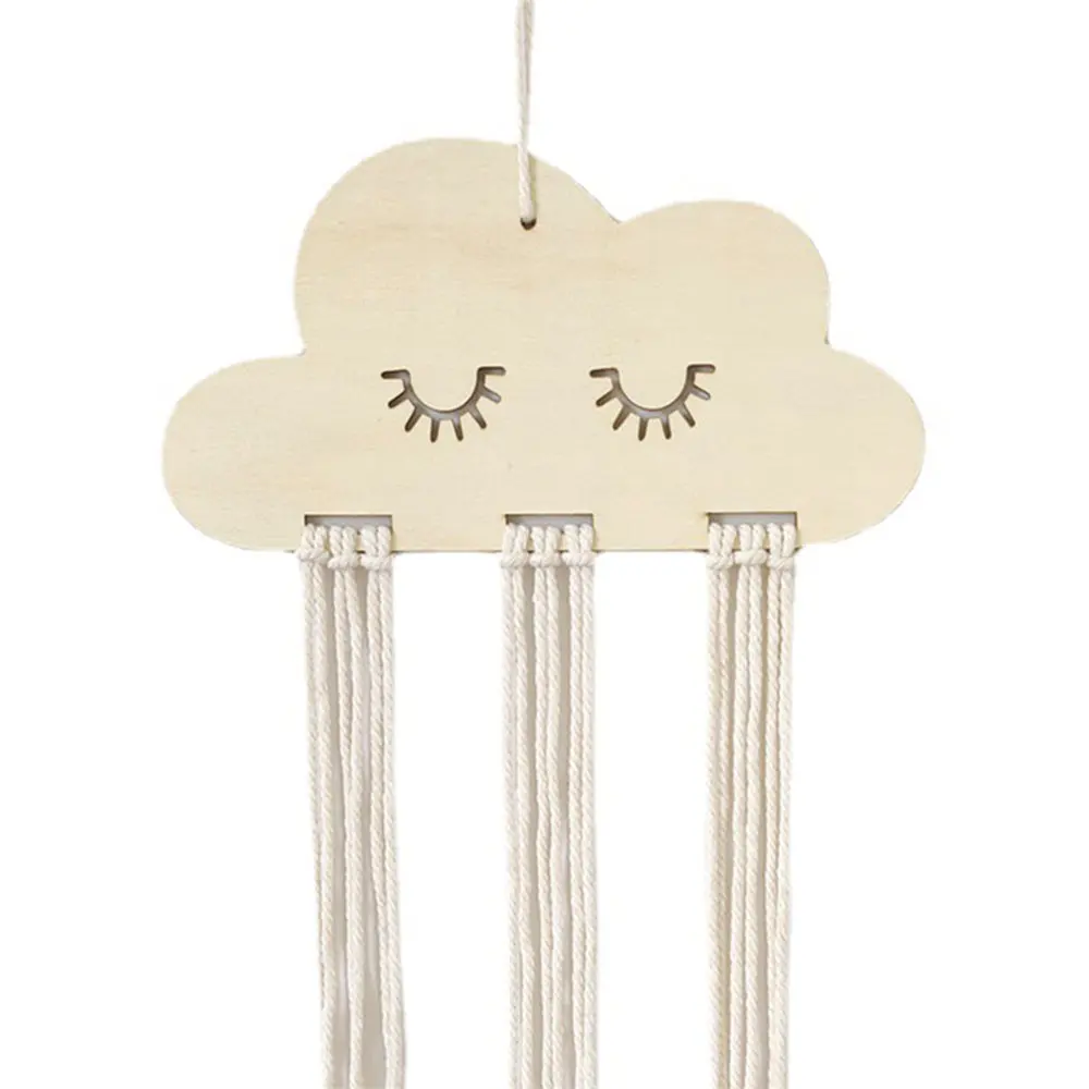 Wood Nordic Style Cloud Baby Hair Clips Holder Hairband Storage Pendant Hair Clip for Children Girls Bedroom Ornament Organizer