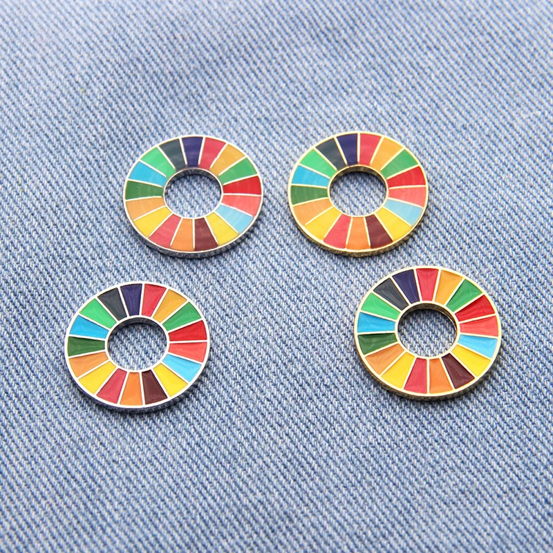 Enamal 17 Colors Sustainable Development Goals Brooch United Nations SDGs Pin