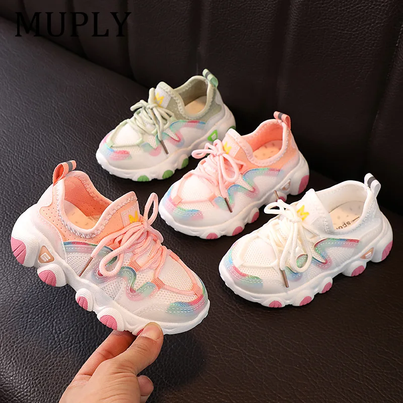 Breathable Toddler Boy Sneakers Stretch Fabric Fashionable Baby Running Shoes Pink School Girl Sports Shoes Sneakers