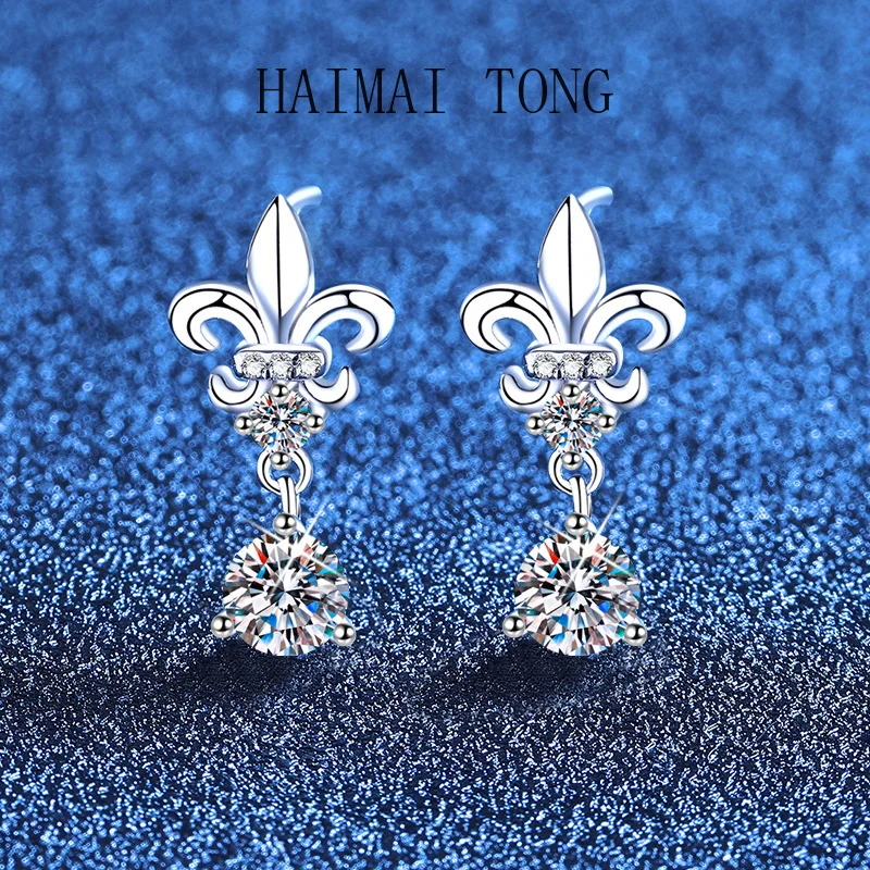 

HAIMAITONG PT950 платиновые серьги с муассанитом, французские серьги с кисточками ирисом в стиле ретро, легкие роскошные нишевые дизайнерские серьги, оптовая продажа