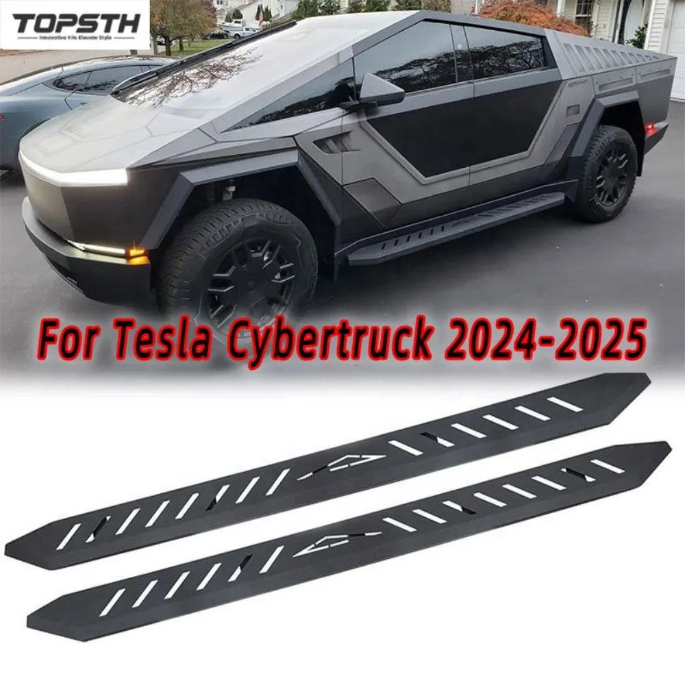

Для Tesla Cybertruck 2024-2025 боковые шаги, 2 шт. Nerf Bars из алюминиевого сплава с аксессуарами для противоскользящей поверхности
