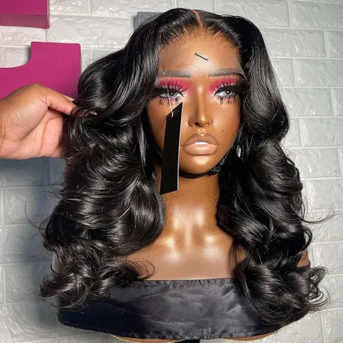 Pelucas Bob onduladas del cuerpo 13x4 peluca ondulada Bob corto de encaje 100% cabello humano pelucas frontales de encaje transparente 13x4 brasileño 12 18 pulgadas 230 Dens