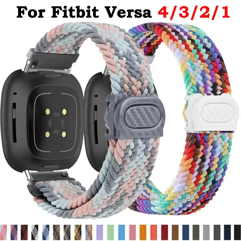 Nylon Loop Braided Strap for fitbit Versa 4 3 2 1 Versa Lite Sports correa Band for versa sense 2/sense Watch Accessories