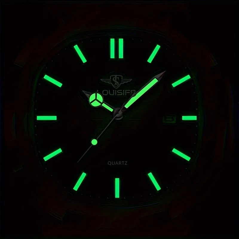 남성용 시계 마름모 거울 오리지널 쿼츠 시계 남성용 빛나는 스테인레스 스틸 손목 시계 남성 날짜 시계