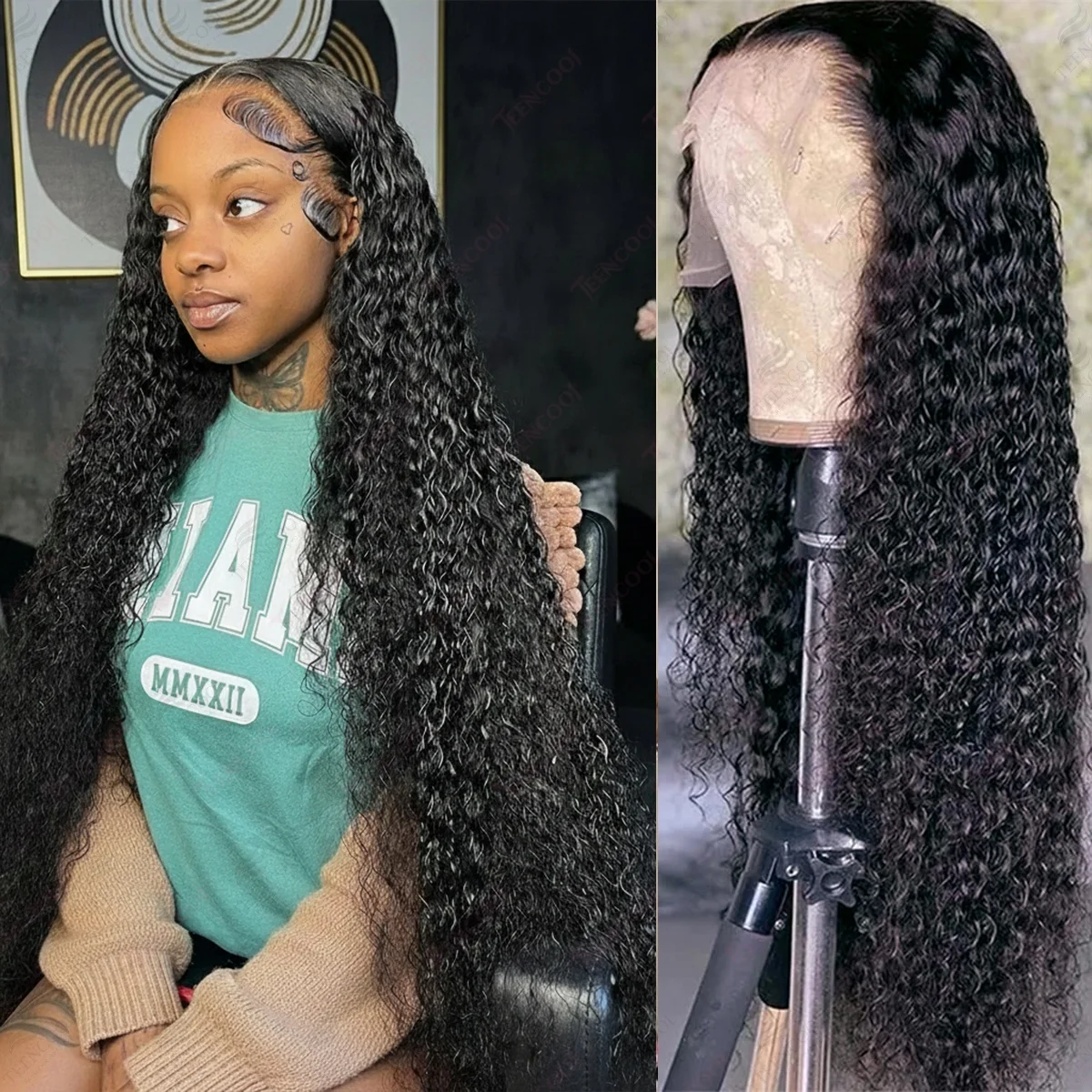 13x6 Hd Lace Deep Wave Front Wigs Human Hair Water Wave Curly Wigs 30 40 Inch 13x4 Lace Frontal Wigs For Black Women 200 Density image 2
