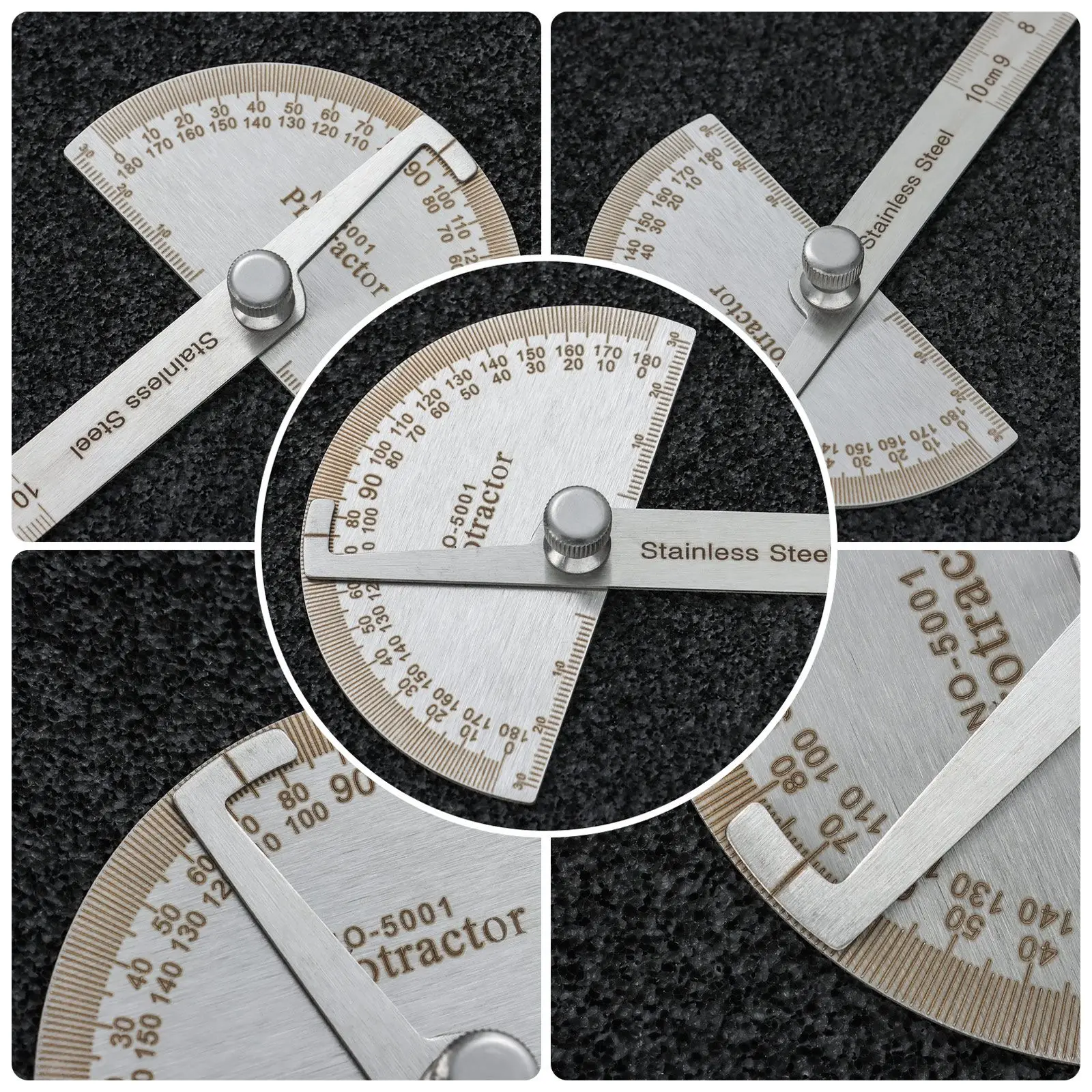 Multifunctiona Adjustable Craftsman Round Head Rotary Angle Finder Protractor Measuring Ruler 180 Degree