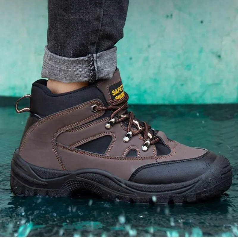 Scarpe antinfortunistiche impermeabili stivali Anti-smash da uomo stivali da lavoro con punta in acciaio stivali da trekking Unisex Anti-smash con