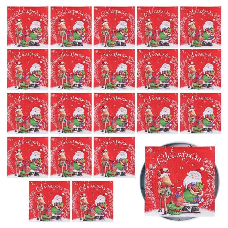 Christmas Paper Napkin 20PCS Christmas Guest Napkin 2 Ply Merry Christmas Hand Towel Disposable Table for Holiday Party Supplies