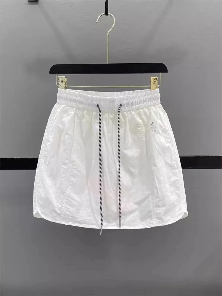 White Workwear  Skirt Women's Summer Thin Elastic High Waist Slim A-Line Casual Sports Short Skirt Anti-Aging image 2