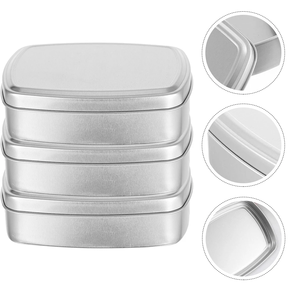

3pcs Rectangular Aluminum Cans Lightweight Portable Storage Tins With Lid For Candy Pills Soap Sundries Organizer Metal