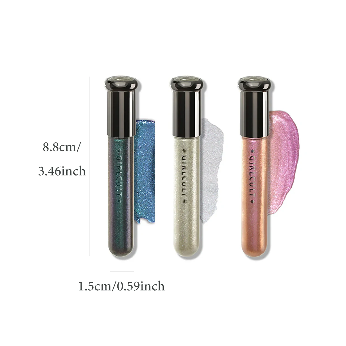 Sombra líquida de alucinação Girlcult, partículas de brilho fino, brilho metálico, mudança iridescente, destaque dos olhos, maquiagem criativa