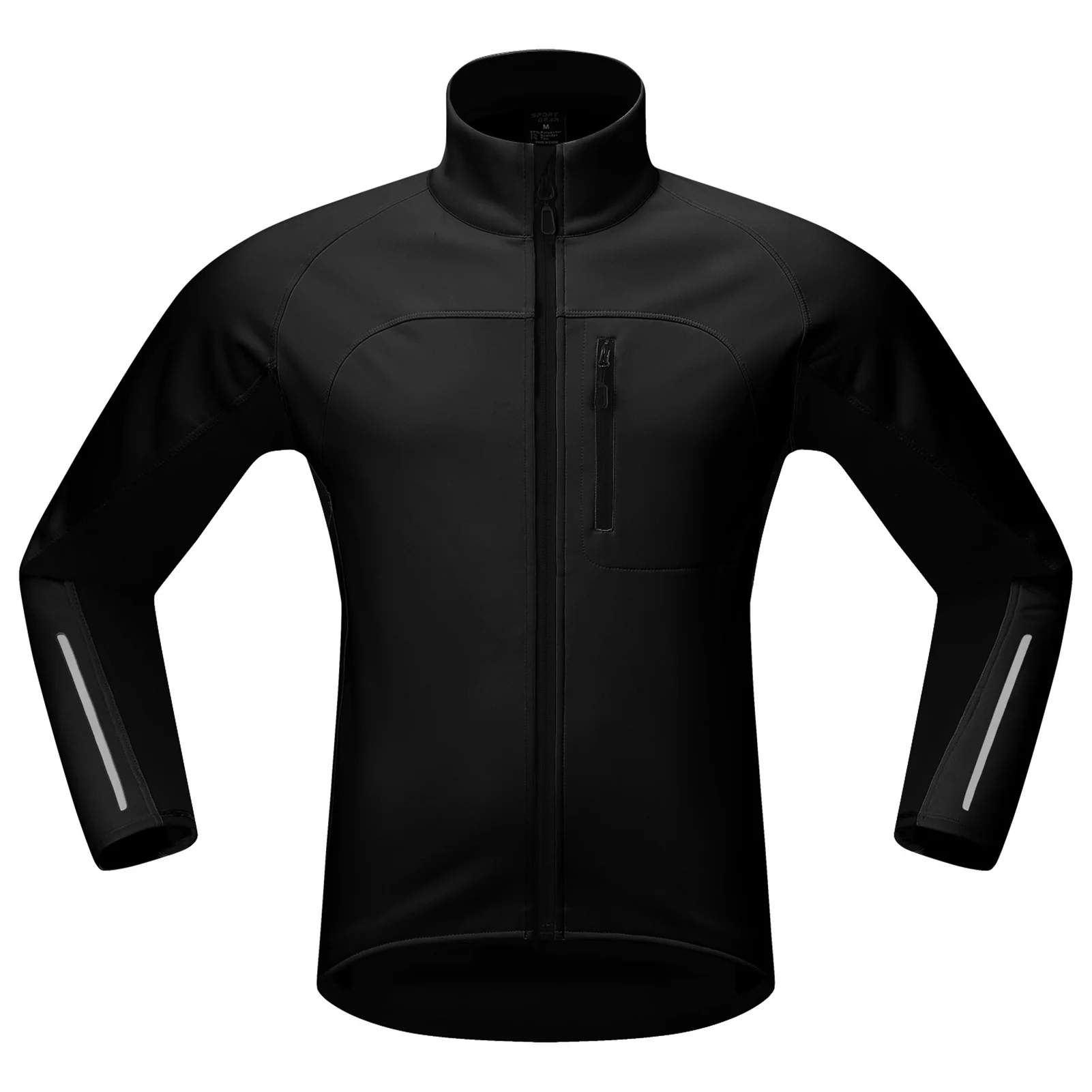 

Men Cycling Jacket Windproof Soft Warm Fleece Lining Multiple Pockets Winter Jacket with Reflective Detailing