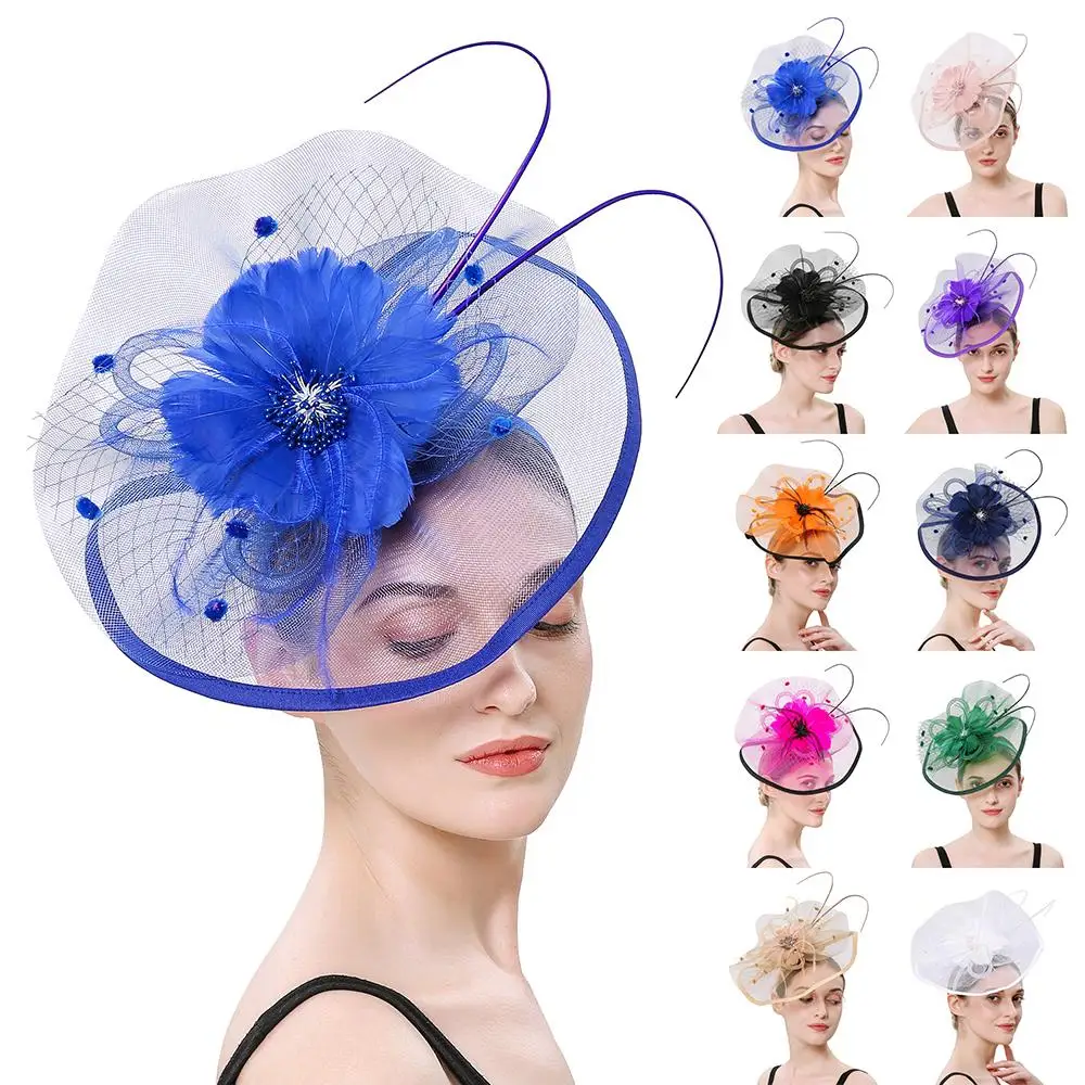 

Kentuck-y Derby Women's Fascinators Wedding Cocktail Ghode Jatra Headpiece Mesh Flower Headwear Tea Party Headband for Women