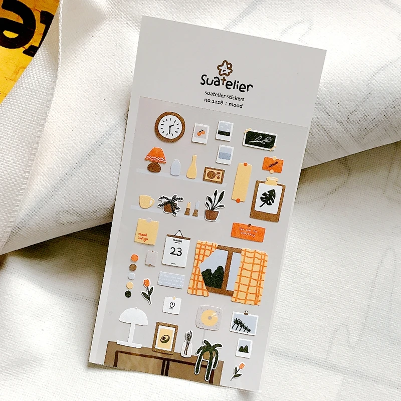 Suatelier Stickers 1118 Mood Scrapbooking Junk Journal Diary Deco Sticker DIY Handicraft Material Craft Supplies Korean Origin