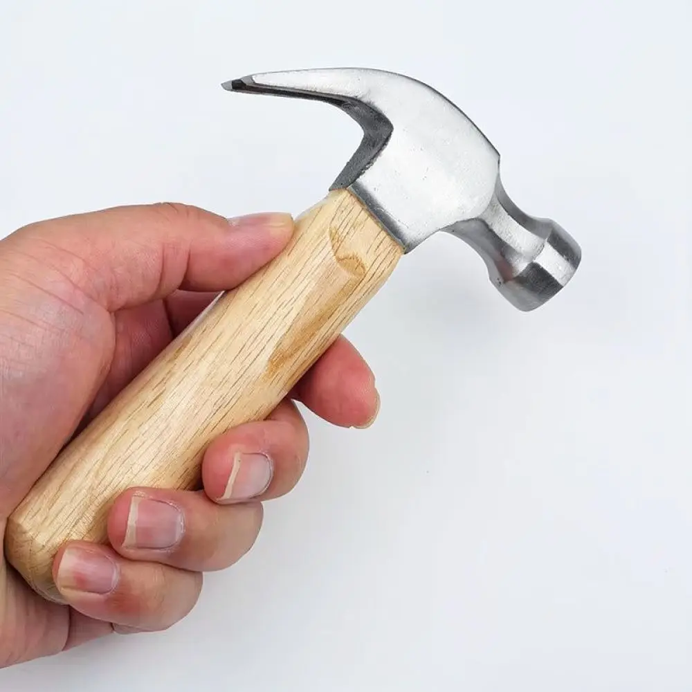 Compact Claw Hammer Short Handle Wood Grip High Carbon Steel Head Functional Manual Tool For Home Assembly Repairing Tasks