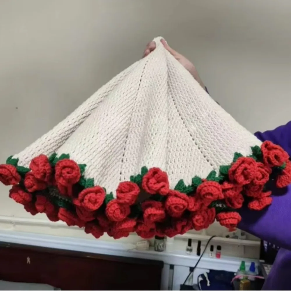

Flower Bouquet Blanket DIY Crocheted Blanket Crochet Rose Flower Blanket Birthday Mothers Day Gifts Soft Knitted Throw Blanket