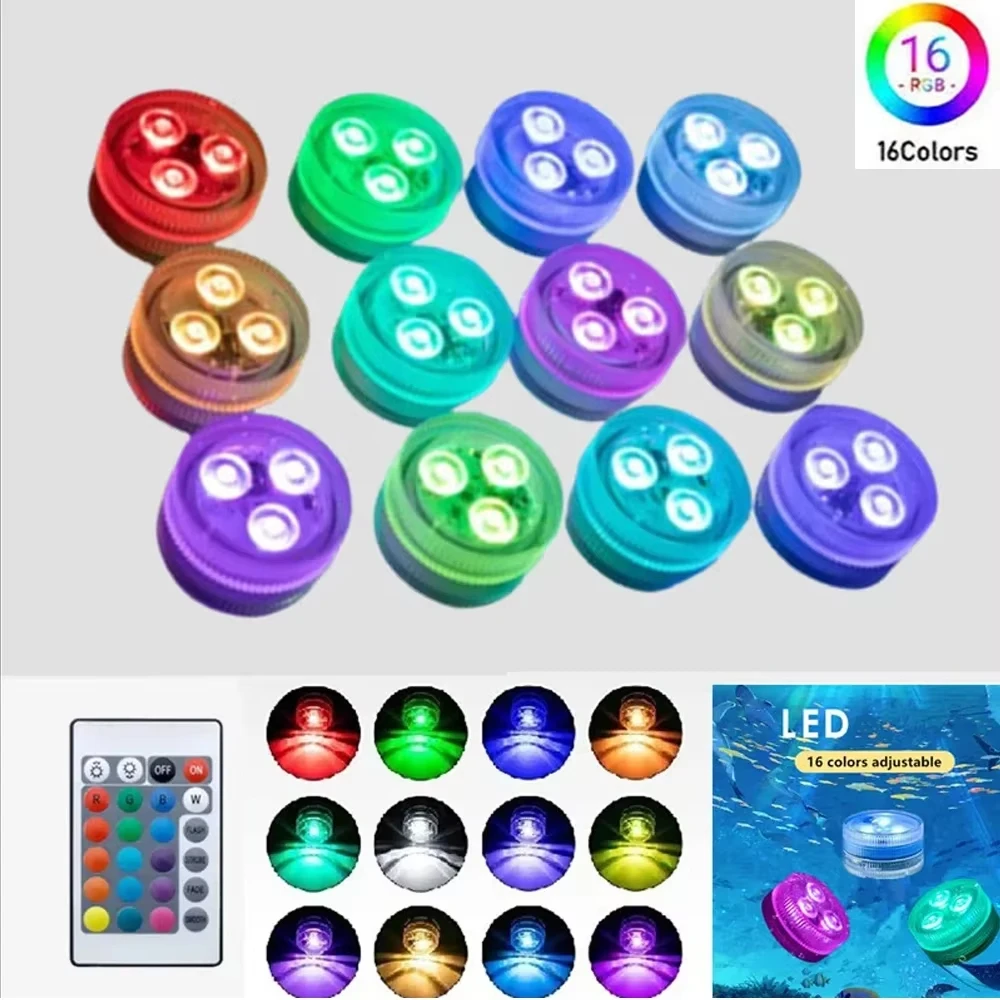 

3 LED Underwater Lamp Remote Control With Battery RGB Night Light For Fish Tank Swimming Pool Wedding Party Lamp Decoration Lamp