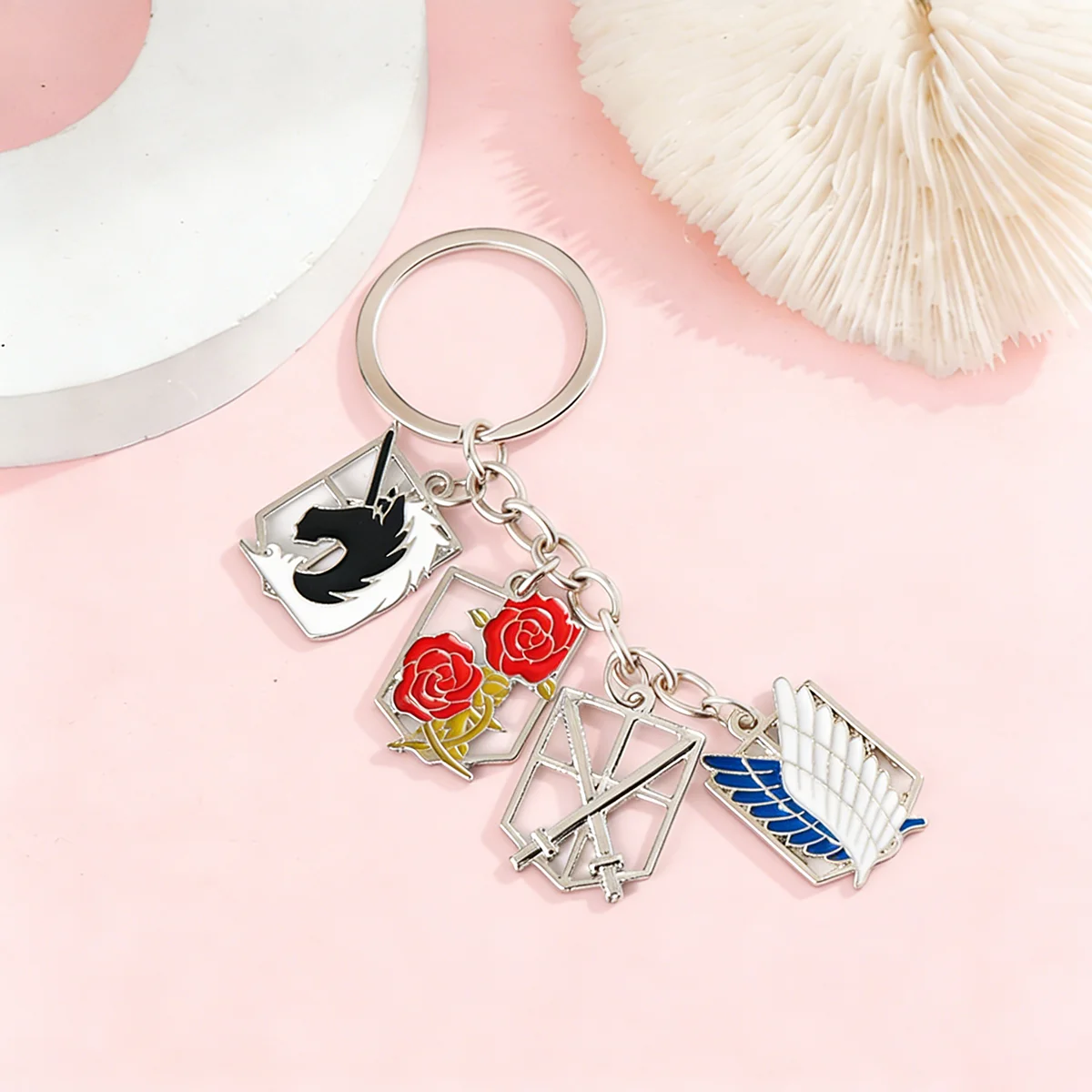Anime Attack Titan Four Major Corps Logo Keychain Unisex Backpack Car Pendant Keyring Cosplay Jewelry Accessories Fan Gifts