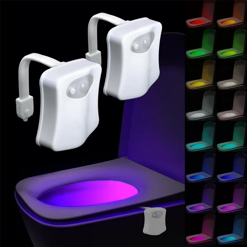 Toilette Nachtlicht Pir Bewegungs sensor Toiletten lichter LED Waschraum Nacht lampe Farben Toiletten schüssel Beleuchtung für Badezimmer Waschraum