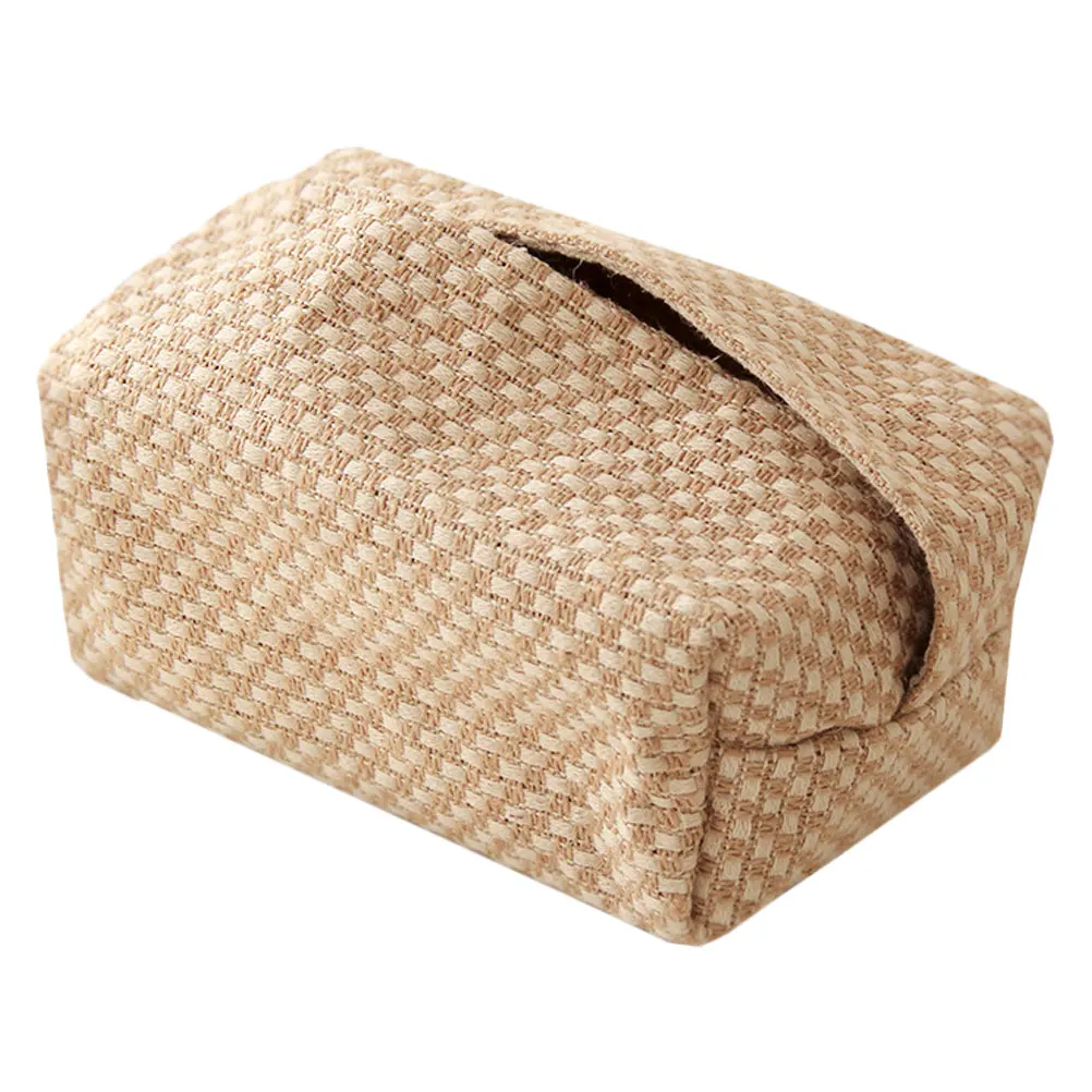 

Beige Fabric Tissue Box Napkin Bag Household Container Storage Compact Size Decorative Practical Cloth Art Bathroom Facility