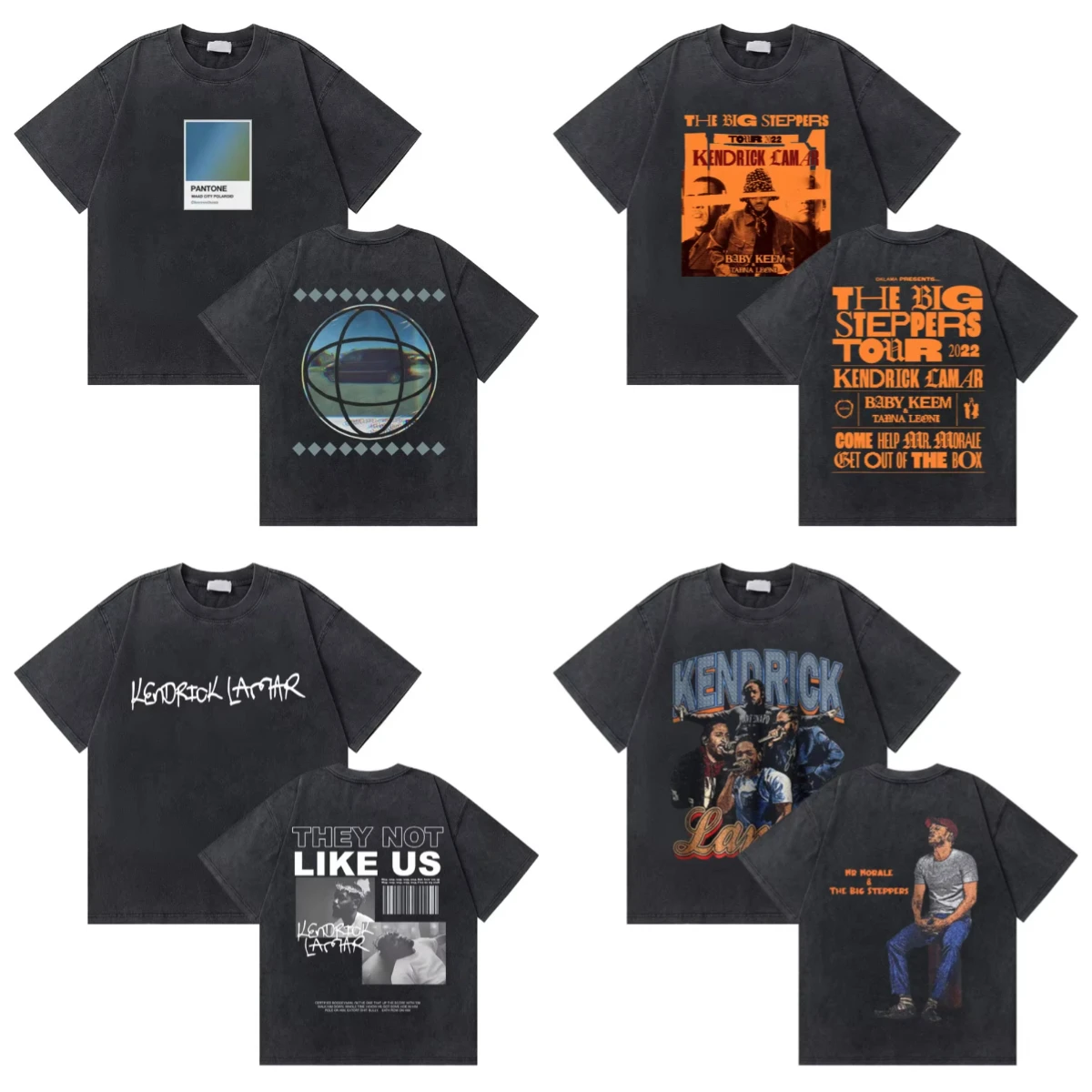 

2025 Washed retro rapper Kendrick Lamar, Goodbaby Money Tree print T-shirt, Men's hip-hop loose men's fashion trend T-shirt