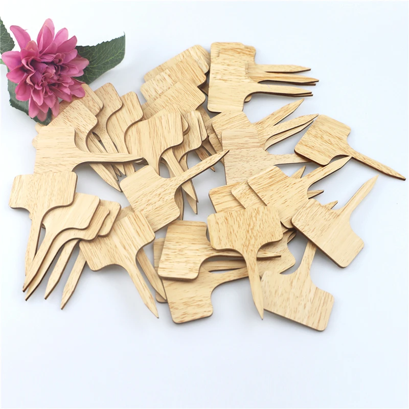 

50Pcs T-Type Plant Labels Eco-Friendly Wooden Plants Sign Tags Garden Markers for Bonsai Seed Potted Herbs Flowers Tool