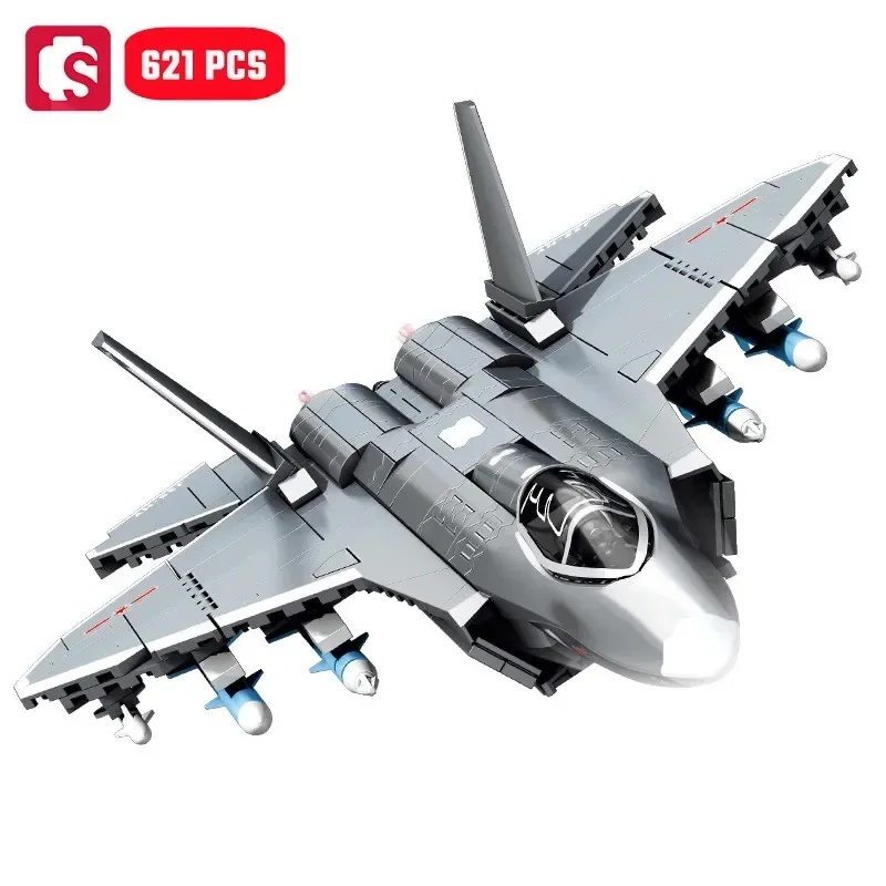 

SEMBO J-35 Carrier Based Fighter Jet Assemblage Building Blocks MOC Military Series Aircraft Plane Model Bricks Boys Toys Gifts