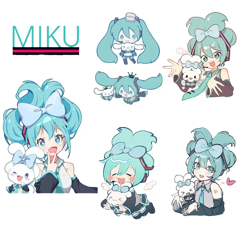 Kawaii Hatsune Miku Stickers Animation Peripherals Cartoon Diy Storage Box Car Decoration Waterproof Stickers in Various Sizes