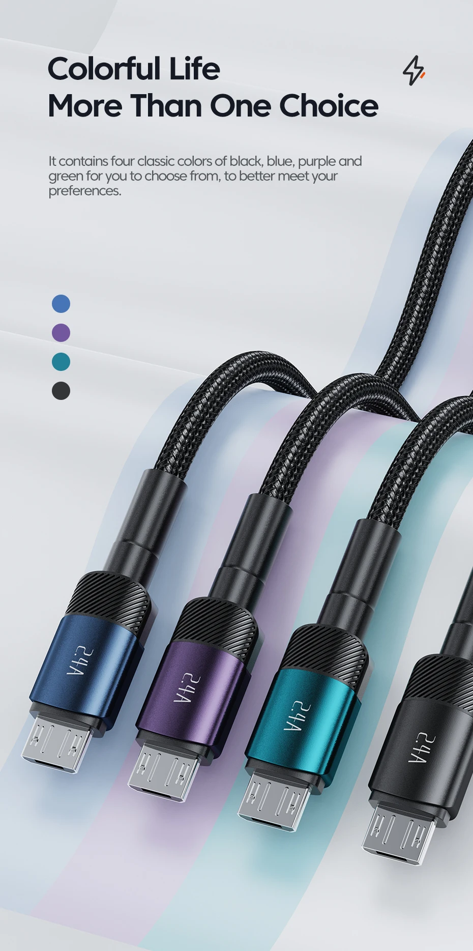 Toocki 2,4A USB-zu-Micro-Kabel für Kopfhörer und Ventilatoren, 1/2/3/5er-Pack, Schnellladung, Handy-Micro-Kabel für Samsung Xiaomi, Datenkabel – Detail 9