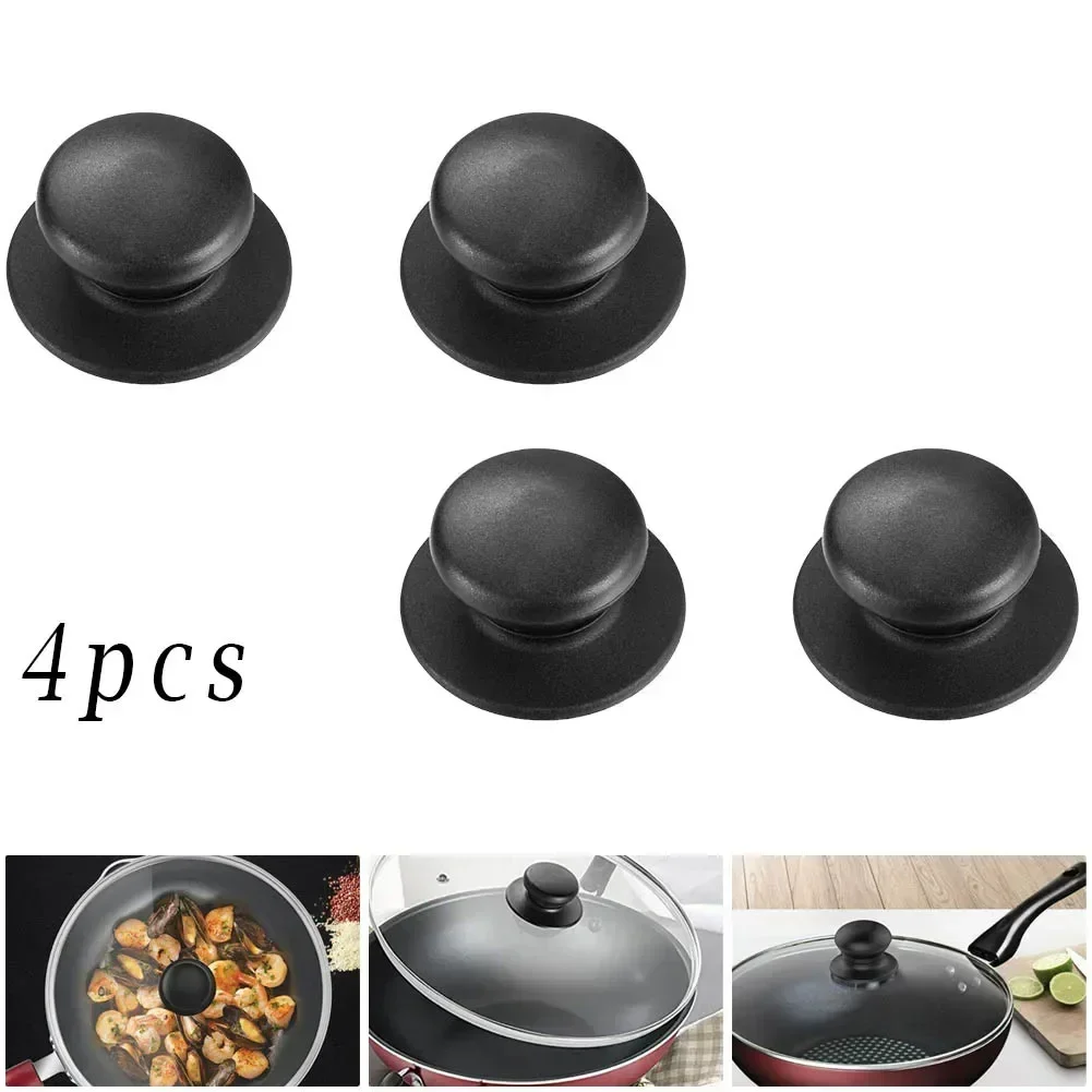 Durable And Temperature Resistant Black Bakelite Lid Knobs X4 - Perfect Replacement For Old And Broken Handles