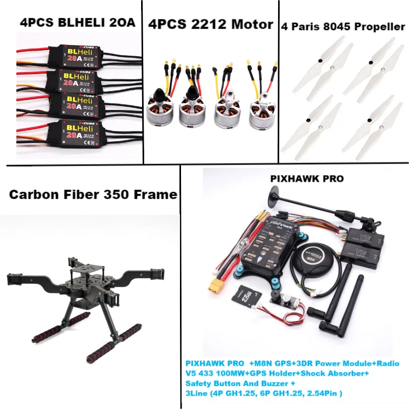 

RctoSky PIXHAWK 6C PRO M8N Open source new smart drone FLY350 300 380 450MMpix quadrotor upturned rack