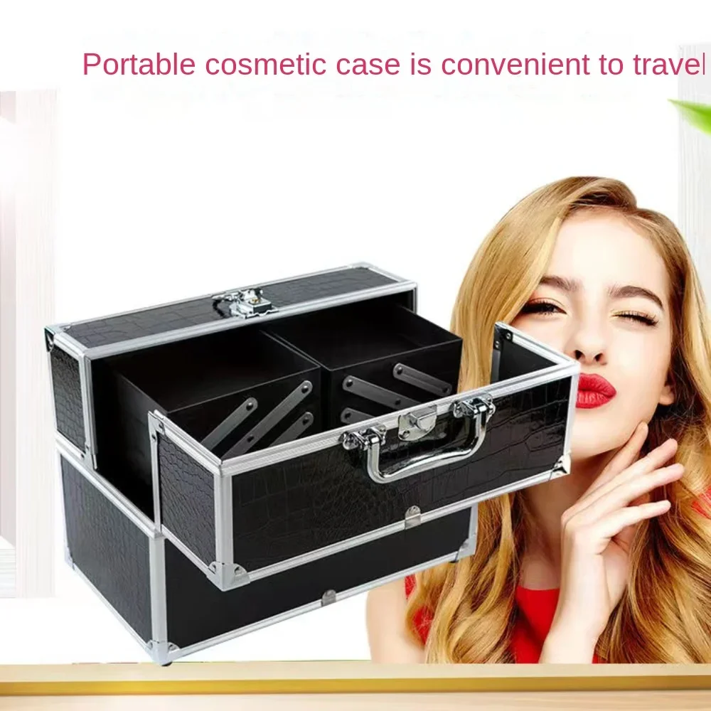 1Pcs Cosmetic Case Portable Multi-layer Large-capacity Professional Tattoo Nail Case Aluminum Alloy Case Cosmetic Storage Box