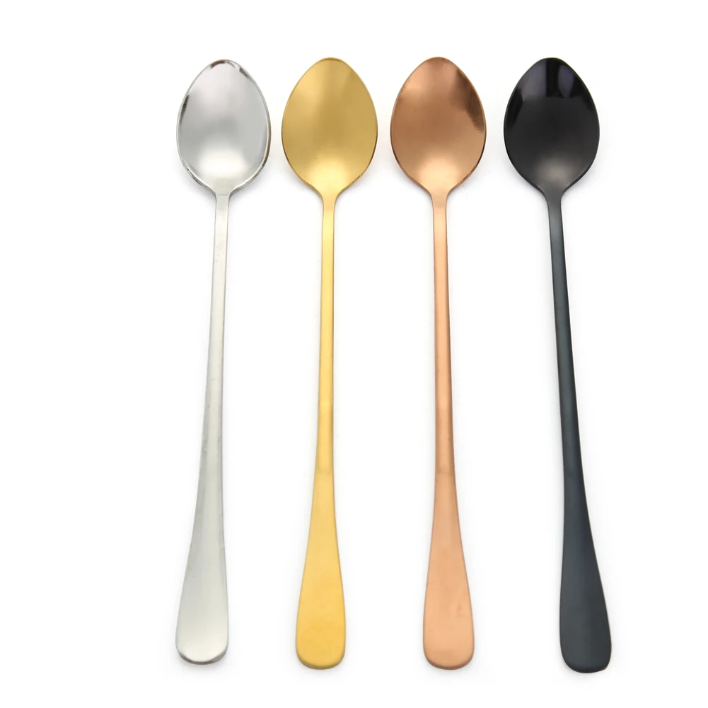 Stainless Steel Long Handle Coffee Tea Spoons Stirring Ice Spoon Home Tableware