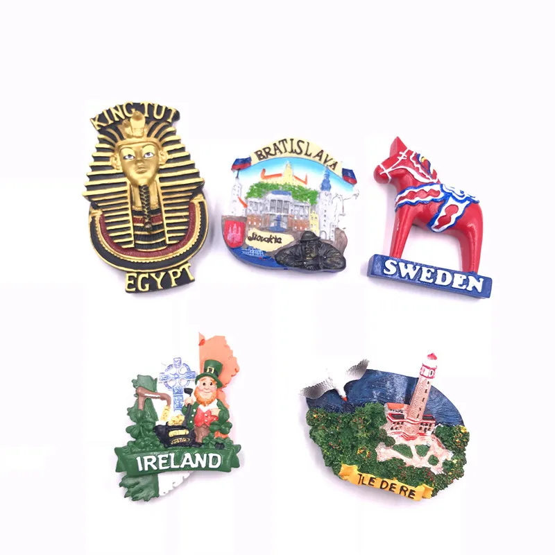 Creative World Country Resin Fridge Magnet Souvenir Slovakia Sweden France Painted Magnets for The Refrigerator Magnetic Sticker