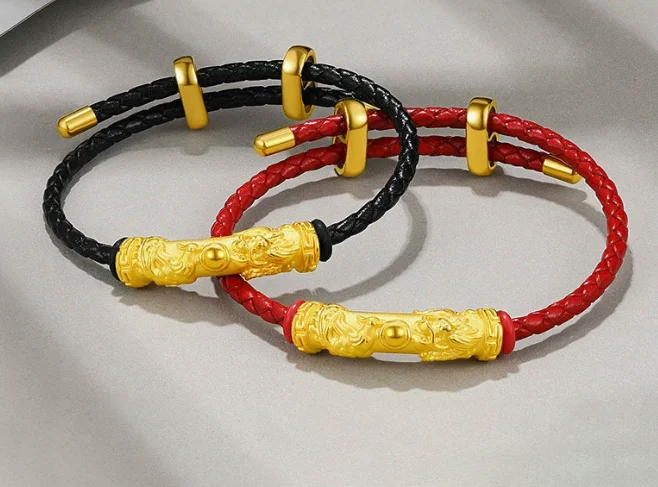 24k pure gold pipe real gold spacers 999 gold accessories gold dragon and phoenix pipes for hand strings