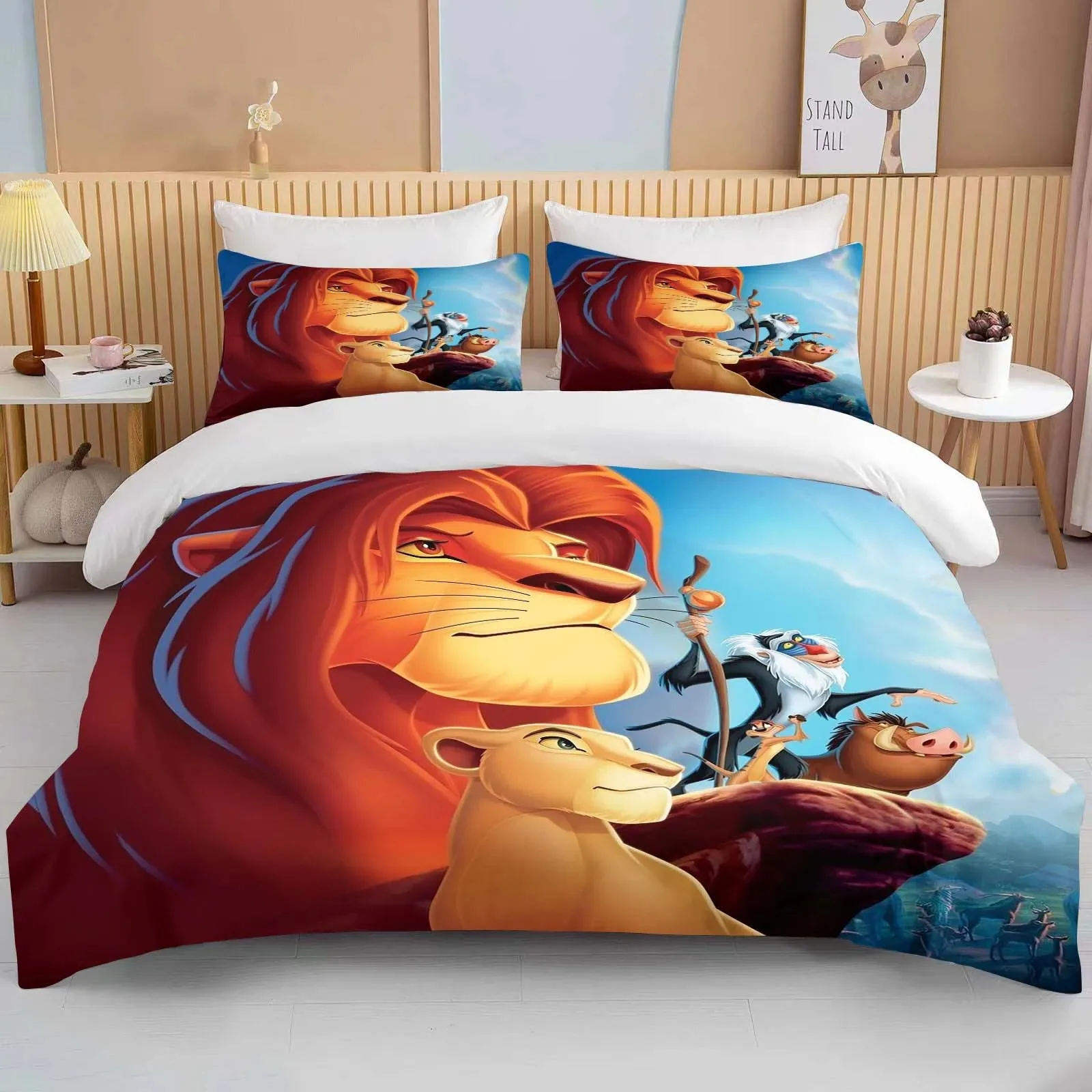 Boy Girls Duvet Cover Gift Lion King Duvet Cover Pillowcase, Disney Bedding Set Queen Double Bed Room Bedroom Decoration