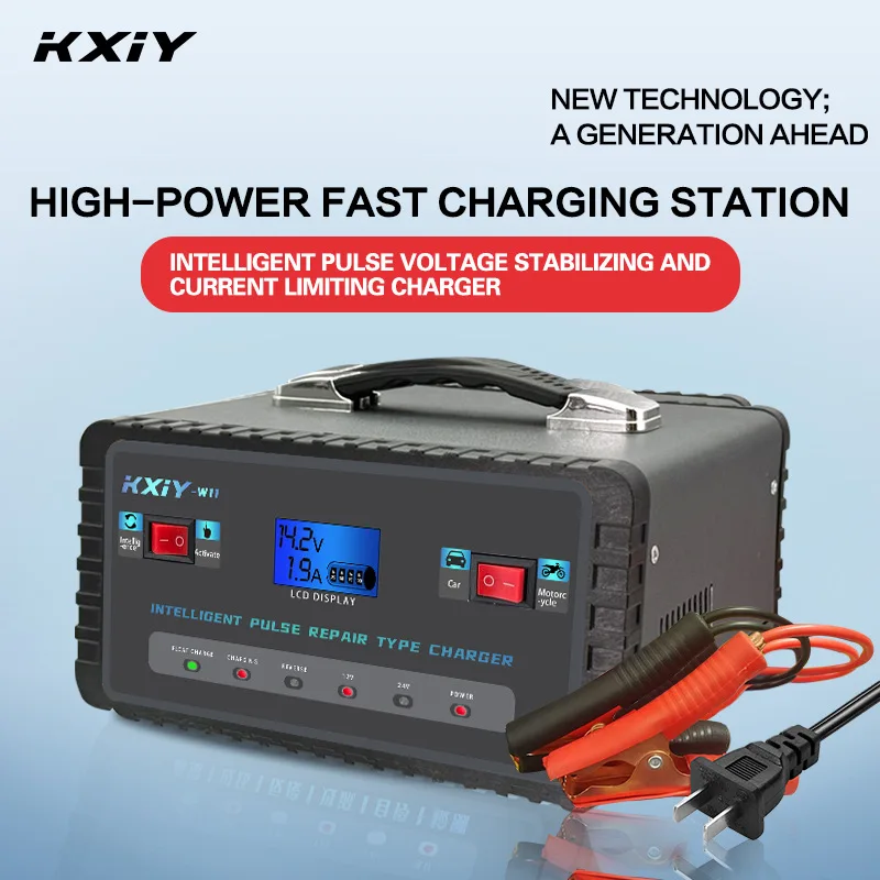 

12V 24V Car Battery Charger Intelligent Pulse Repair Battery Charger Fast Power Charging For Motorcycle Agricultural vehicle Etc