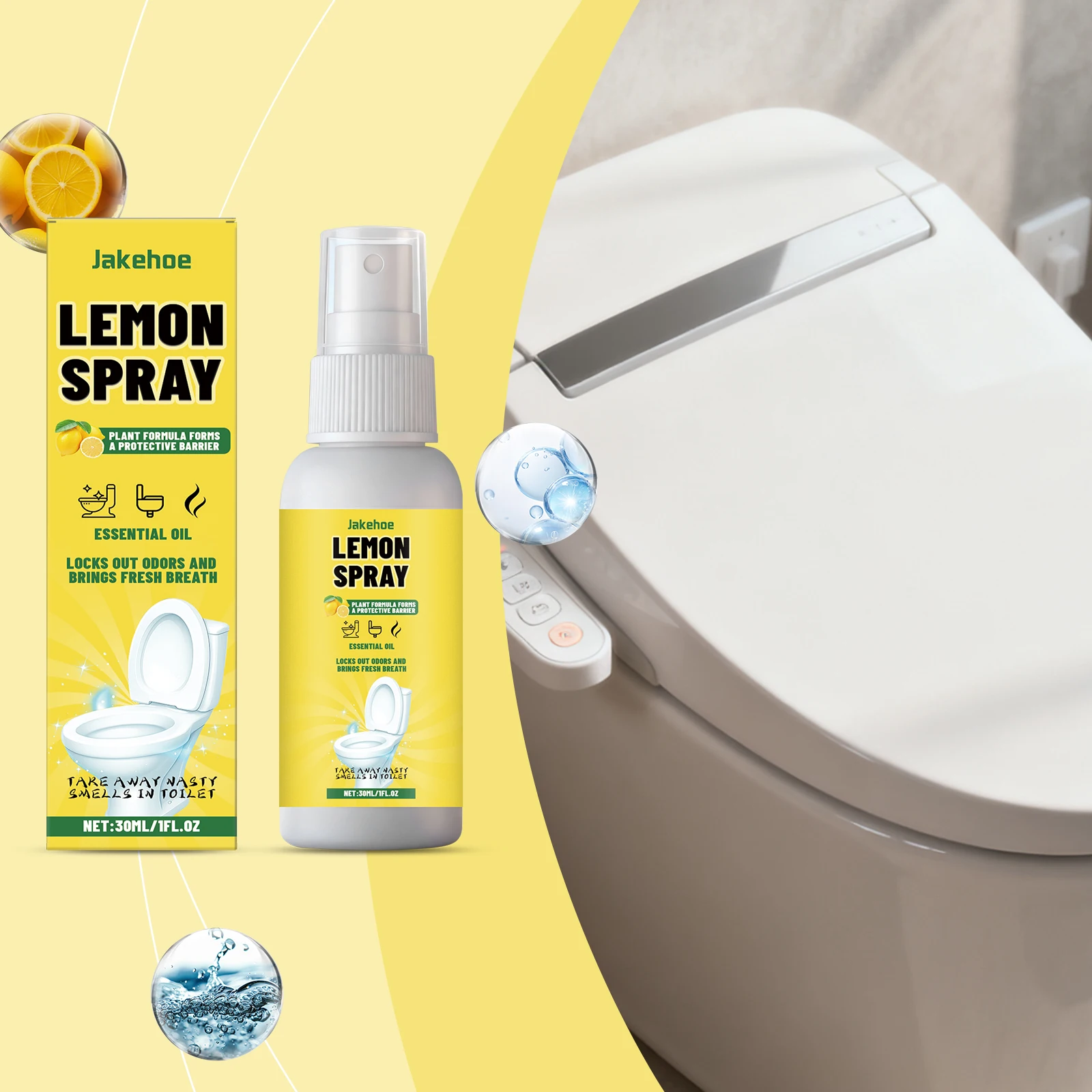 

JAKEHOE Bathroom Deodorizer Spray Eliminate Odors Prevent Odors Escaping Lasting Fragrance Multi-functional Air Freshener Spray