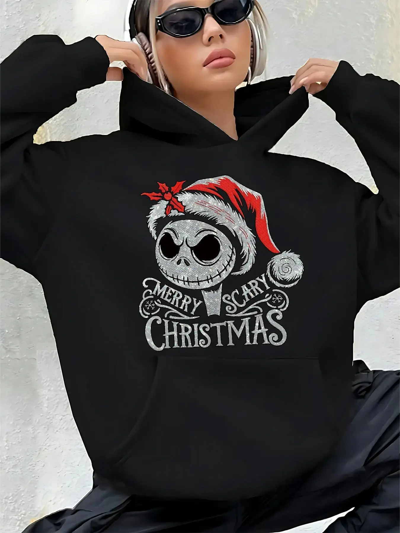 レディース ディズニー ジャック スケリントン & サリー カップル メンズ フリース パーカー コットン フーディ スウェットシャツ プルオーバー 秋冬 オーバーサイズ ルーズ