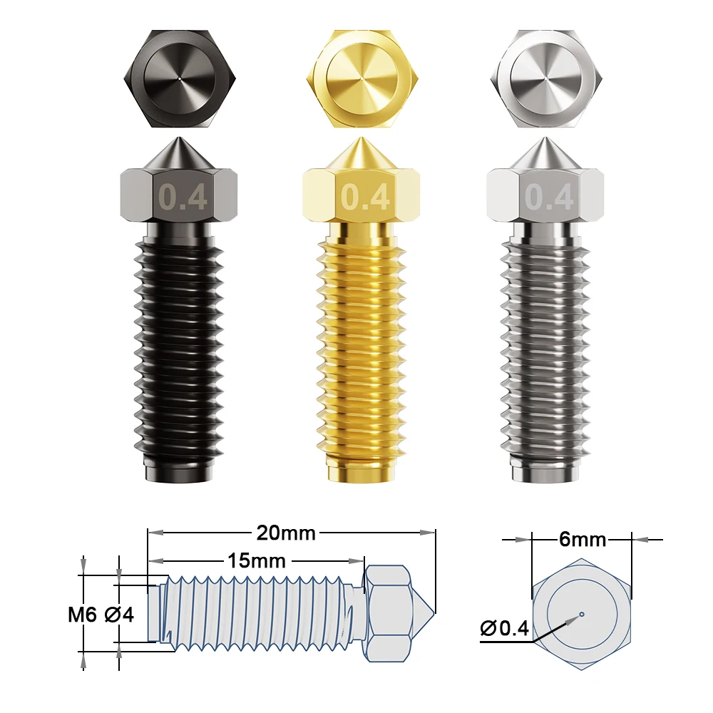 Nozzle For Anycubic Kobra 3 / 3 Combo Brass Copper Plated Hardened Steel  Nozzles For Anycubic Kobra3 Spare 3D Printing Parts