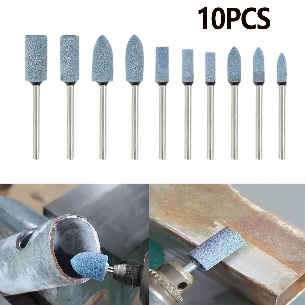 10pcs Abrasive Mounted Stone Polishing Head Grinding Stone Wheel Sanding BitsShank for Dremel Rotary Power Tool Accessories