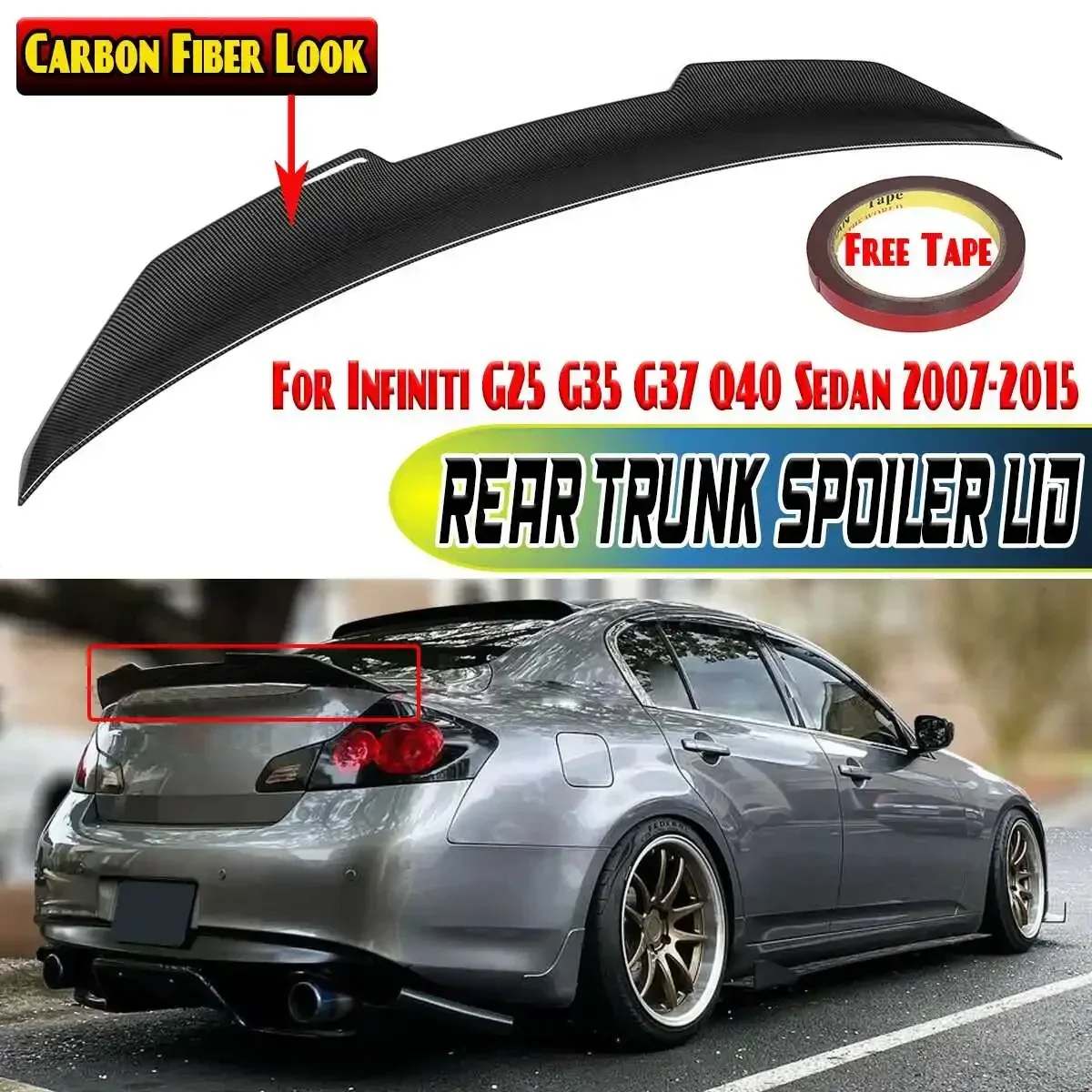 

New Car Rear Spoiler Extension For Infiniti G25 G35 G37 Q40 4 Door Sedan 2007-2015 Rear Trunk Spoiler Lip Boot Wing Lip Body Kit