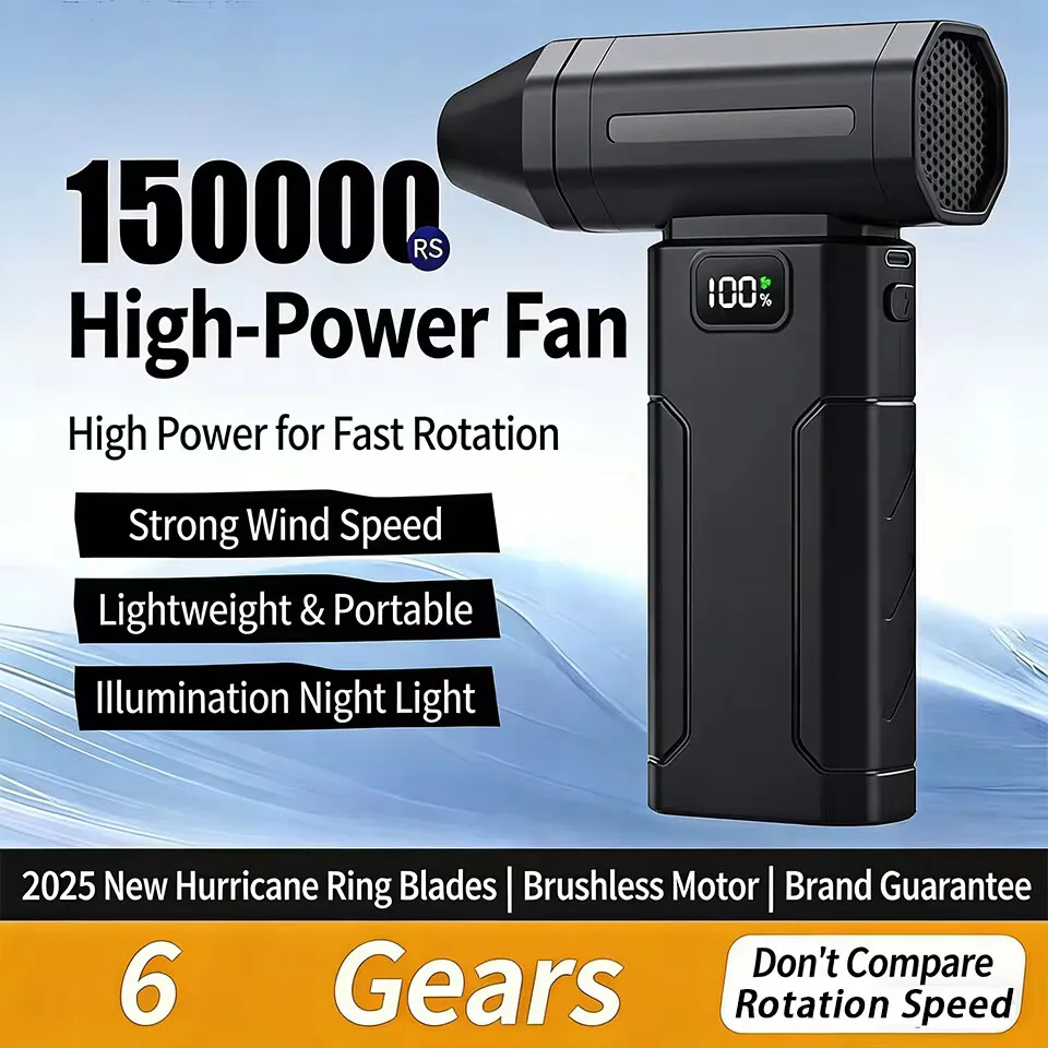 Powerful Dust Blower 130000RPM Brushless Motor Outdoor Air Duster Blower Type-C Rechargeable Air Blower Cleaning PC Turbo Fan