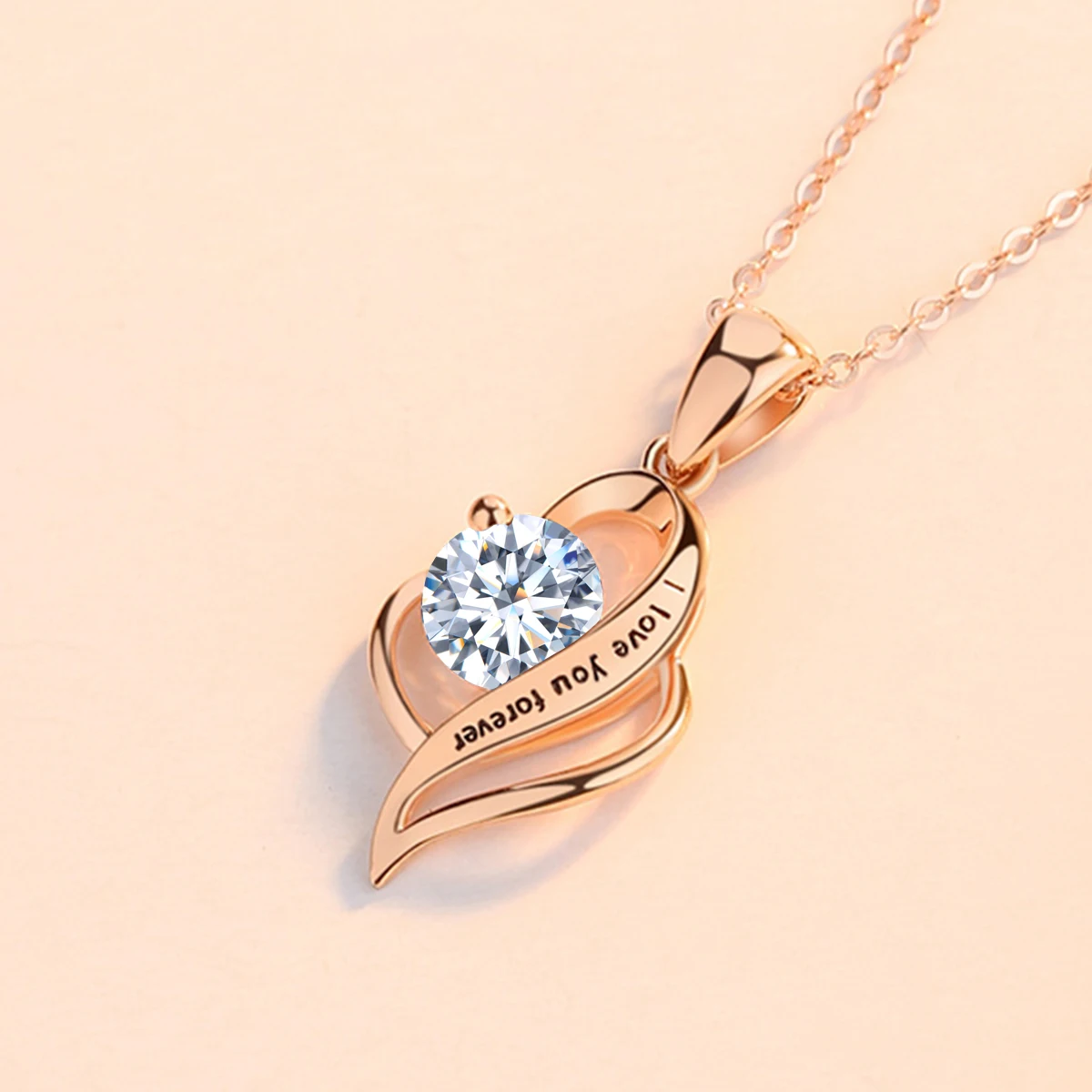 트렌디 한 당신을 영원히 사랑합니다 Moissanite 목걸이 1 캐럿 D 색상 GRA 인증서 진짜 실버 925 여성 쥬얼리 약혼