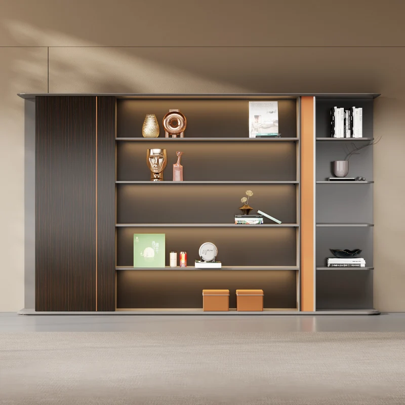 Modern 6-Door Office Storage Wooden File Cabinet With Lock Glass Front MDF Material For Workshop Use