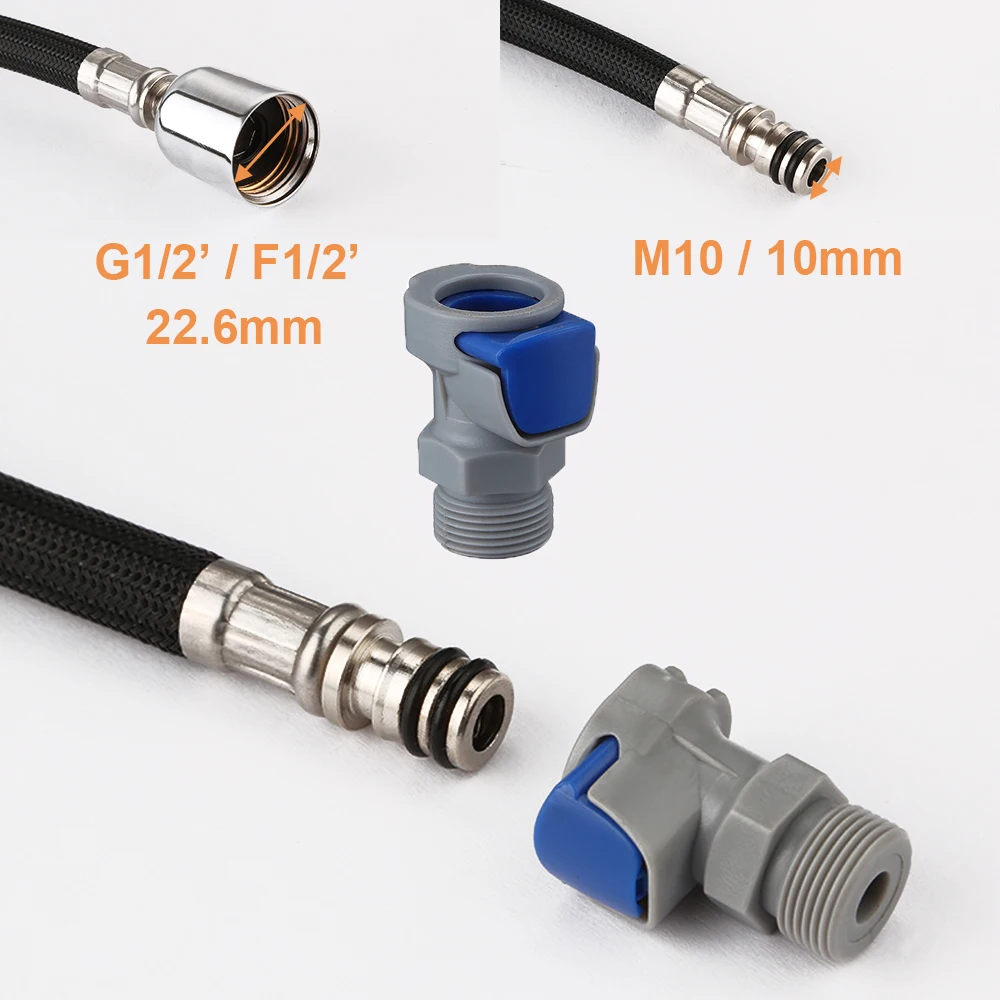 Universal G1/2  360° Flexible Kitchen Faucet Pull Out Hose M10/M15 Nylon Braided Hose150cm Black Plumbing Spinning Tube