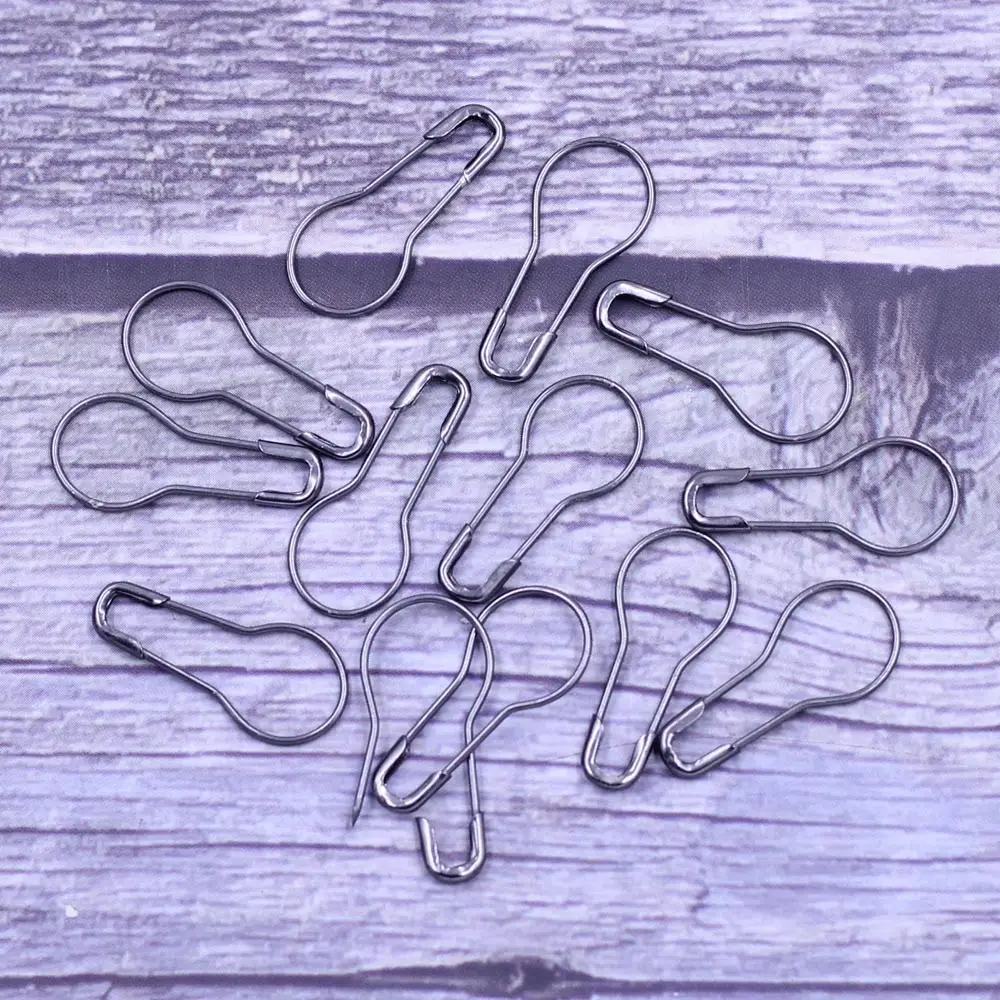 1500Pcs Gunmetal Coilless Pear Bulb Gourd Calabash Shape Alloy Knitting Stitch Marker Hangtag Safety Pins 21mm