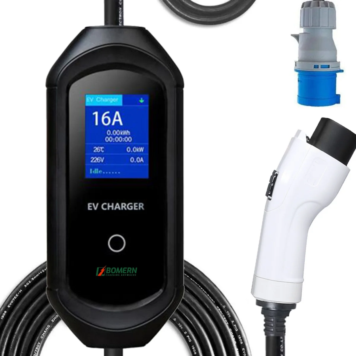 

Portable EV Charger Type2/GBT 3.5kw /7kw IP65 Electric Car Charger With 2.8 Screen